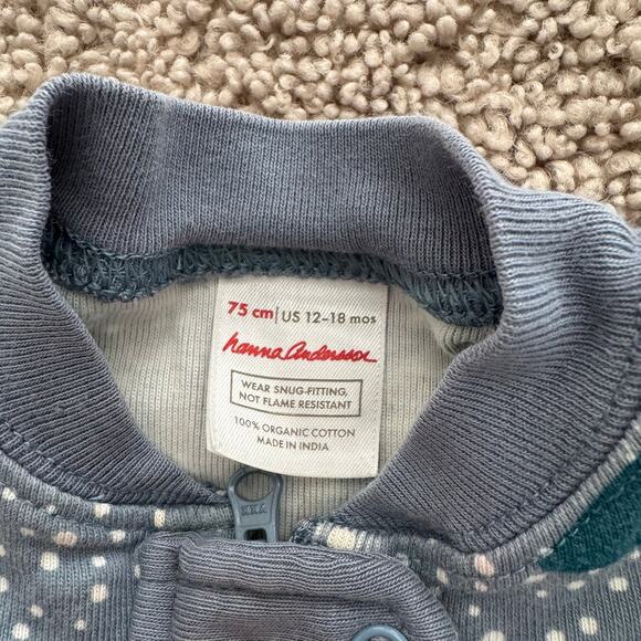 Hanna Andersson Snowy Cottages Baby Zip Sleeper - Size 12-18 months - Picture 2 of 3